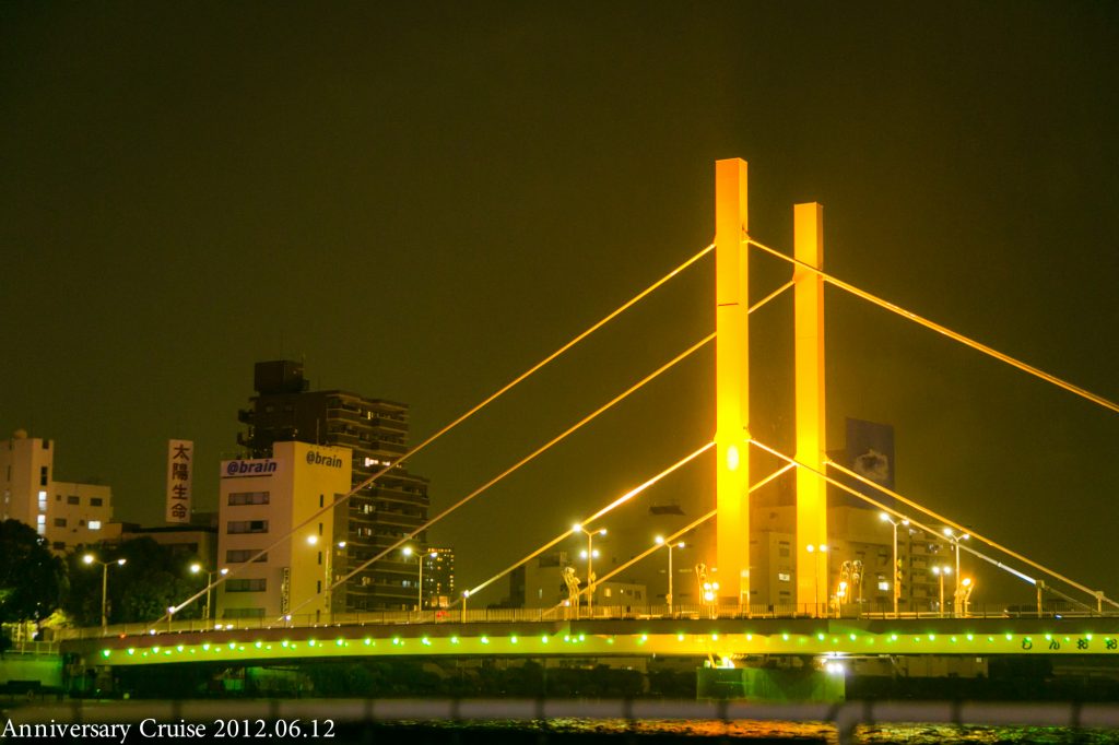 ライトアップされた橋の夜景